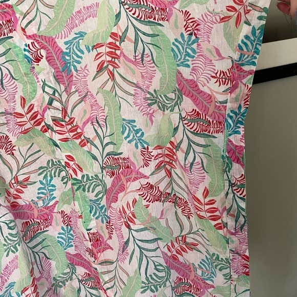 Cynthia Rowley 100% Linen Leaf Print Kimono Cover Up Oversized Pullover Medium - Picture 6 of 11